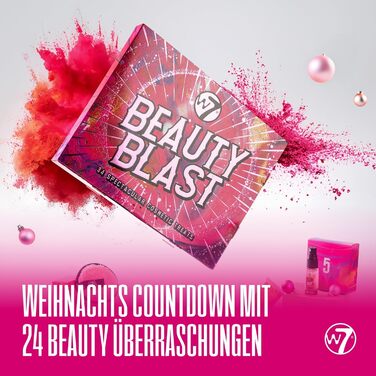 Різдвяний календар W7 Beauty Blast 2025 24 індивідуально упаковані косметичні сюрпризи на Різдво ідеї подарунків без жорстокості до тварин