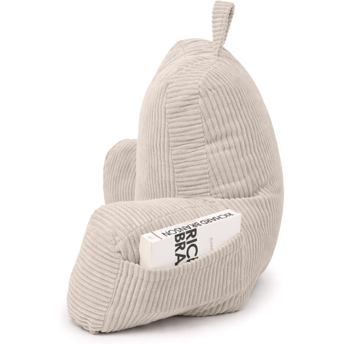 Подушка для спинки Flumi з підлокітниками для читання, перегляду телевізора або відпочинку, подушка для читання для ліжка та дивана з чохлом, який можна прати, наповнювач з пінопласту, опора для спини з ручкою для перенесення (бежевий вельвет)