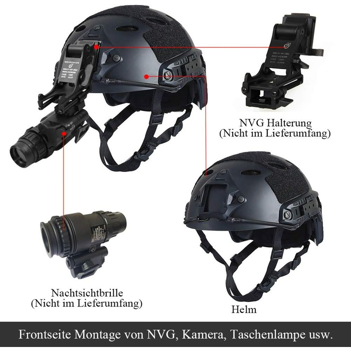 Тактичний шолом LOOGU Fast Airsoft Helmet Ops Core Захисний шолом з накладками та боковими рейками Мотоциклетний шолом для відпочинку на свіжому повітрі Пейнтбол Бойовий шолом Бойовий шолом Top Helmet PJ-Black