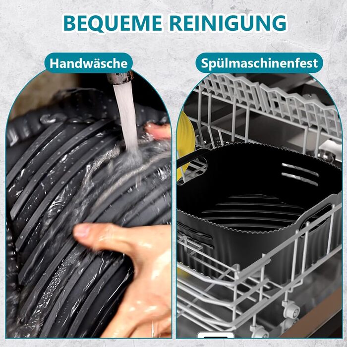 Силіконова форма 21 см для фритюрниці, 2 шт. аксесуари для фритюрниці XL Силіконова форма для випічки Philip XL 6.2 л, COSORI 5.5 л/4.7 л, Cecotec 6 л, багаторазова замість паперу для випічки аксесуари для фритюрниці чорний