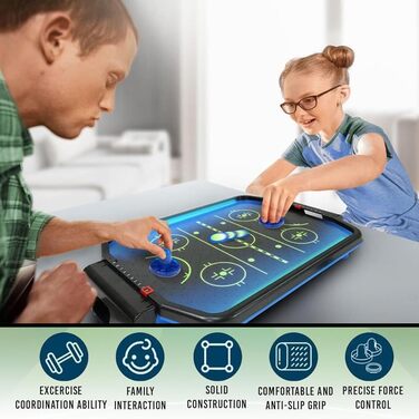 Електронний аркадний аерохокей, настільний аерохокей, світлодіодний чемпіонатний аерохокейний набір, міні-аркадний аерохокейний стіл з 2 шайбами, 2 слайдерами або 1 базовим блоком, аерохокейний стіл