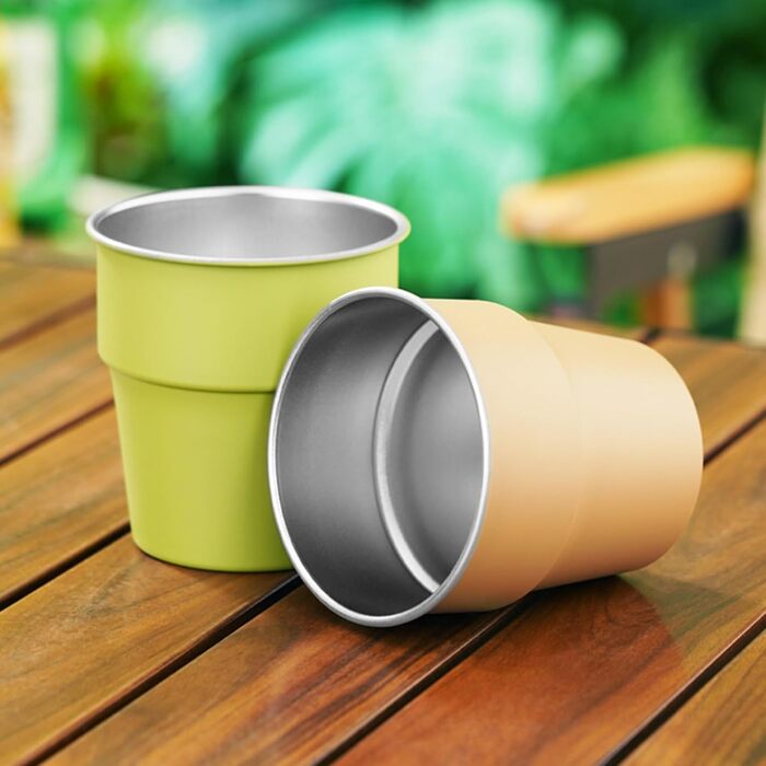 Елегантний набір із 6 металевих чашок для напоїв з нержавіючої сталі 304 об&39ємом 300 мл, підходить для вечірок та щоденного використання. Металеві чашки для напоїв