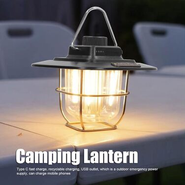 Світлодіодний кемпінговий ліхтар портативний наметовий ліхтар, що перезаряджається, з 3 режимами світла, індикатором заряду батареї, водонепроникний за стандартом IPX4, для кемпінгу, подорожей, нічної риболовлі