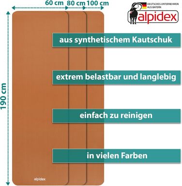 Килимок для йоги ALPIDEX Дуже товстий гімнастичний килимок 1,5 см 3 розміри Нековзний фітнес-килимок без фталатів Перенесення ременя Гімнастика Пілатес Спорт Фізіо HiiT Тренувальний килимок для йоги Килимок для сну (абрикосовий, 190 х 60 х 1,5 см)