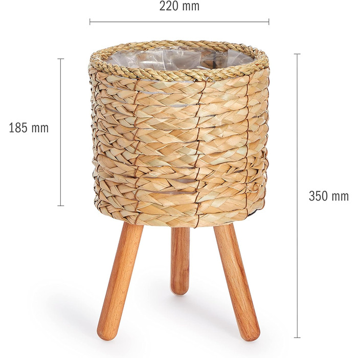 Кашпо для квітів Кашпо з натурального ротангу з фольгованою вставкою Горщик для рослин герметичний великий для кімнатних рослин, к