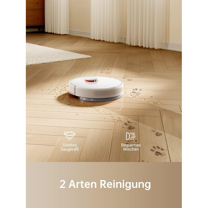 Робот-пилосос з функцією миття підлоги, робот-пилосос 4000 Па, навігація LDS, час роботи 150 хв, карти для декількох поверхів, іде