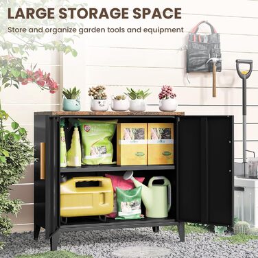 Металева шафа, шафа для зберігання речей, металевий комод, сервант, кухонна шафа, балконна шафа, бічна шафа, садова шафа, шафа для документів, шафа для передпокою, регульована полиця, 40Г x 80Ш x 76В см