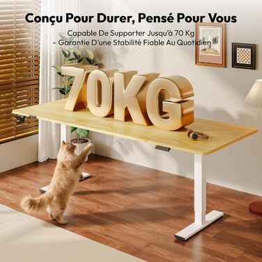 Письмовий стіл з регульованою висотою 200x80 см, Електрично регульований ергономічний комп&39ютерний стіл з функцією пам&39яті для роботи сидячи/стоячи (клен) 200 x 80 см клен