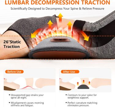 Електрична подушка для поперекової підтримки з підігрівом та вібраційним масажем, ортопедична подушка з піни з ефектом пам&39яті підтримка попереку при болях у спині, для офісного крісла, автомобіля, ліжка та дивана
