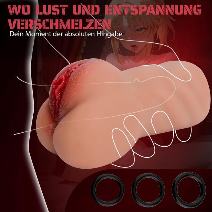 Реалістичний мастурбатор 2-в-1 з 3 кільцями для пеніса, велика силіконова кишенькова кицька, 5D кліторальна анальна вагіна двоканальна кишенькова кицька, еротична секс-іграшка для чоловіків, сольна секс-іграшка