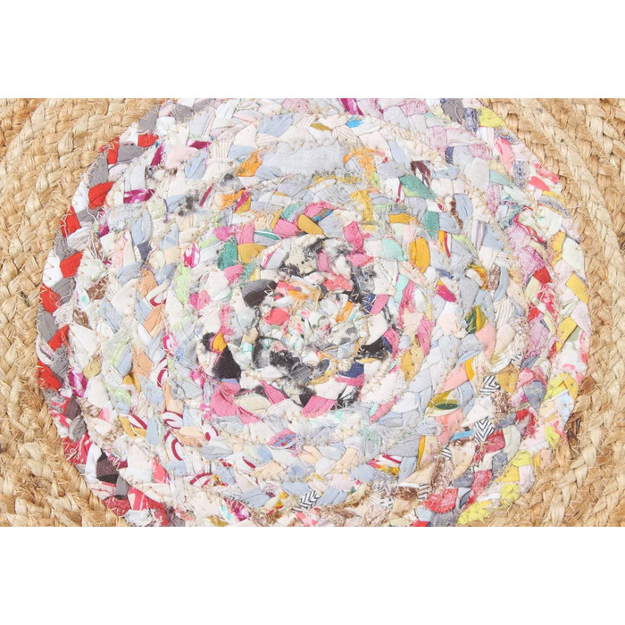 Індійський круглий килим ручної роботи CASAVANI, 12 різнокольорових кіл, килим кілім, натуральна китиця, бавовна чінді, джутовий к