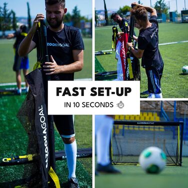 Ворота BazookaGoal Original Solid Frame Pop-Up - Складані міні-футбольні ворота для дітей та дорослих - Портативні футбольні ворота - Легке складання та стійкість 1,20 x 0,75 м Чорний колір