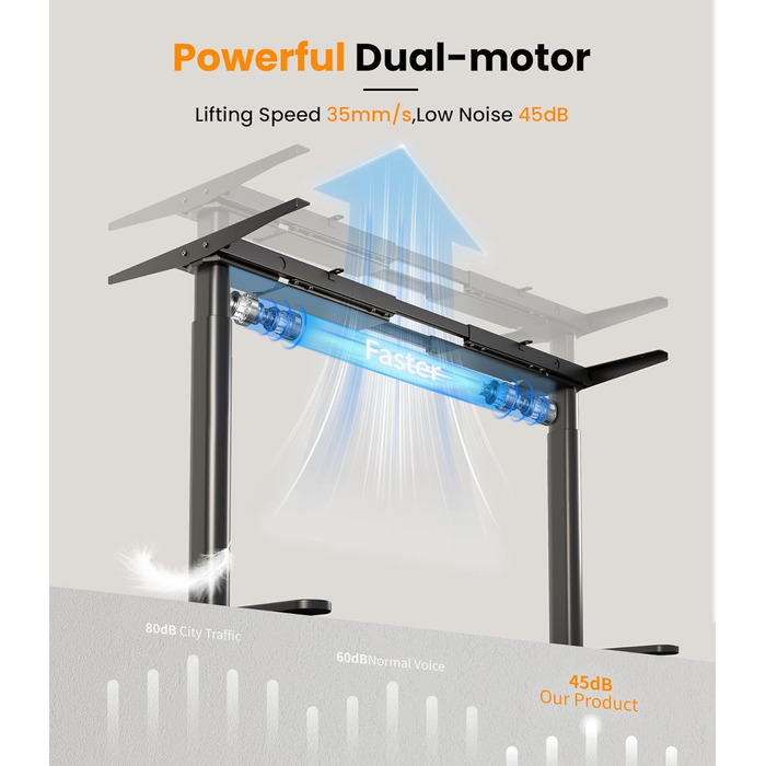 Каркас столу MAIDeSITe EL2 Pro Art з регулюванням висоти, овальна конструкція ніжок, електрично регульований по висоті каркас столу, подвійний двигун, вантажопідйомність 180 кг з 4 налаштуваннями пам&39яті та функцією захисту від зіткнень, чорний