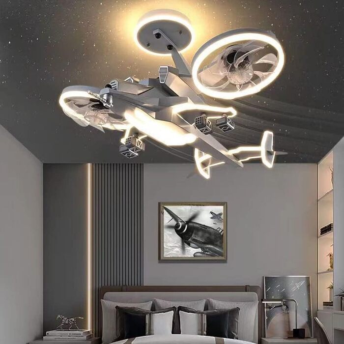 Вт світлодіодний стельовий світильник з регулюванням яскравості, стельовий вентилятор зі світлодіодним підсвічуванням, регульовано