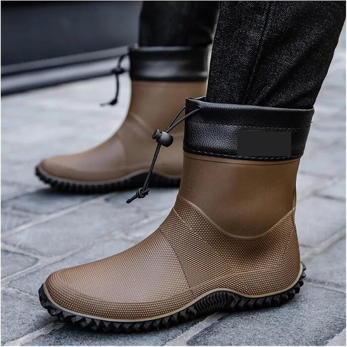 Чоловічі гумові чоботи, короткі гумові чоботи, одяг для роботи на природі, водонепроникне взуття, низькопрофільні, легкі, нековзні, водні чоботи, чорні, EU 40