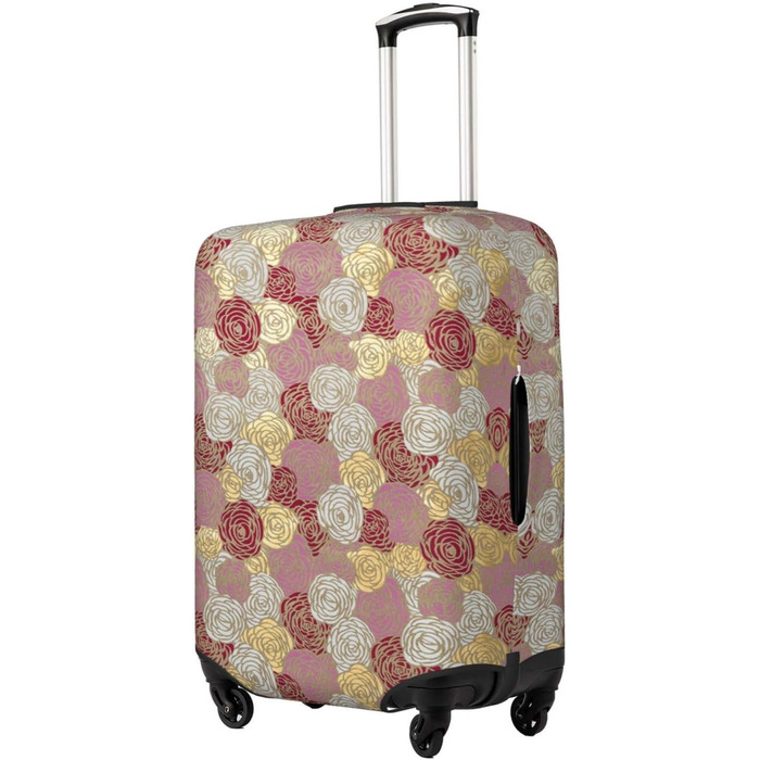 Чохол для валізи з квітковим принтом Троянда - еластичний захист від подряпин та пилу, чорний, розмір 95