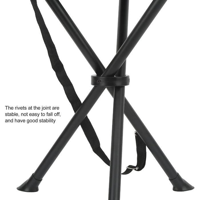 Вуличний штатив-стілець Alomejor, вантажопідйомність 200 кг, 3-ногий штатив-стілець, портативний складний стілець для риболовлі, кемпінгу, пікніків, чорний