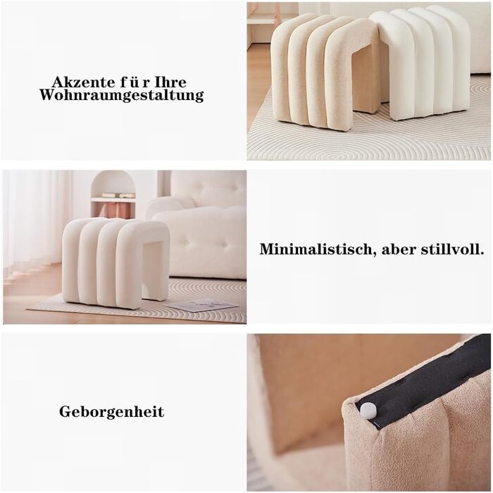Табурет Zedelmaier з дерев&39яними ніжками білий табурет, пуф, кубоподібне сидіння та пуф для вітальні, спальні, передпокою (білий)