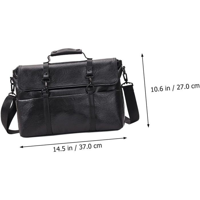Шматок PU шкіряний портфель для чоловіків середнього розміру чорний діловий ноутбук сумка через плече для роботи школи і подорожей