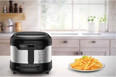 Фритюрниця Tefal Uno M FF215D 1470 Вт місткість 1 кг регульований термостат оглядове вікно положення зливу нержавіюча сталь/чорний