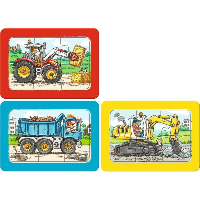 Дитячий пазл Ravensburger - 06573 Екскаватор, трактор і самоскид - Мій перший пазл 3х6 елементів - Пазл для дітей від 2,5 років
