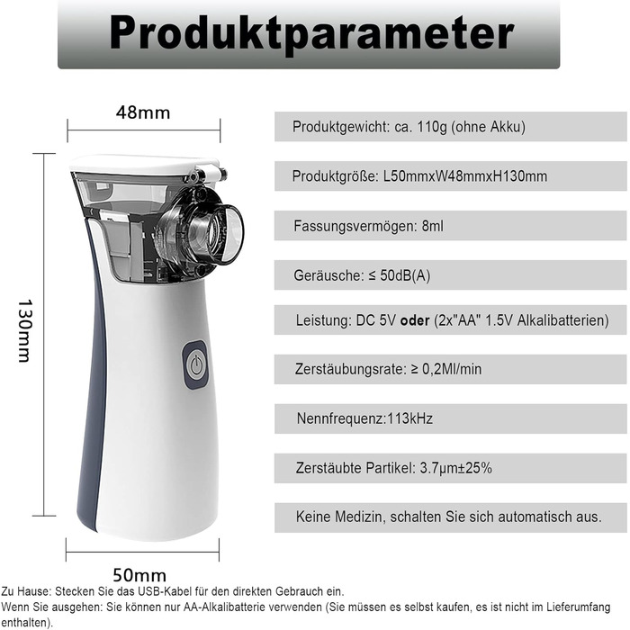 Інгаляційний пристрій для дітей Інгаляційні пристрої для дорослих Набір дитячих інгаляторів-небулайзерів з маскою для обличчя та мундштуком, функція автоматичного очищення, ефективний при респіраторних захворюваннях