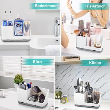 Тримач для зубної щітки для органайзера у ванній кімнаті, тримач для електричної зубної щітки зі зливним отвором, знімний органайзер для зубної щітки для ванної кімнати, кухні та сімї (сірий)