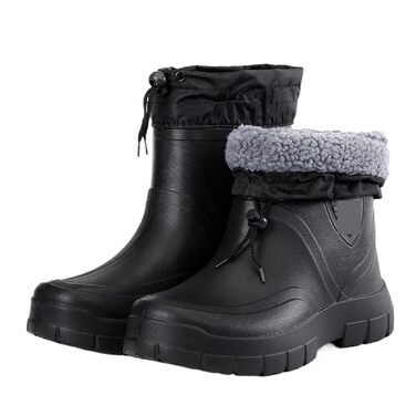 Чоловічі гумові чоботи, гумові чоботи середньої висоти, водонепроникні, робочі чоботи, рибальські чоботи, чоловічі гумові черевики, теплі, чорний оксамит, розмір 42 EU