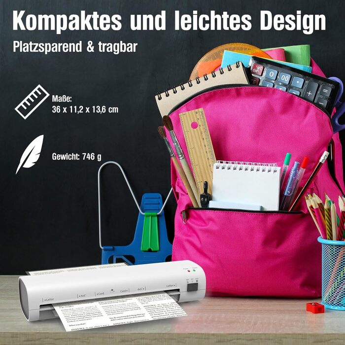 Ламінатор A4, 4-в-1 гаряче та холодне ламінування, ламінатор з 15 ламінуючими пакетами, закруглювач кутів, різак для паперу, функція захисту від застрягання ABS-паперу, 80-125 мікрон, для офісу, школи, дому - білий, юридичний