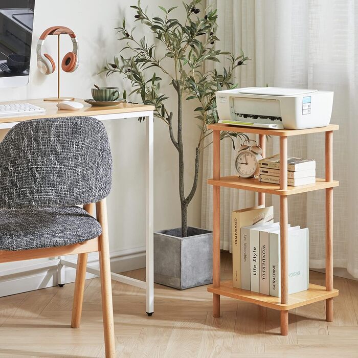 Дерев&39яний журнальний столик IBUYKE, тумбочка з 3 ярусами, 39x29x68,5 см, журнальний столик, столик для дивана, для спальні, вітальні, сучасний дизайн, легке складання, натуральний WST003N 39 x 29 x 68,5 см натуральний