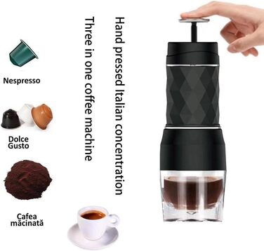 Кавоварка Cosmin Espresso, капсула для ручного пресування меленої кави, портативна кавоварка підходить для кавової капсули з порошком кави