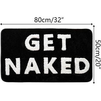 Килимок для ванної Get Naked 50x80 см, нековзний килимок для ванної, що миється, килимок для душу з мікрофібри, що вбирає вологу, м&39який килимок для ванної, чорний 50 x 80 см