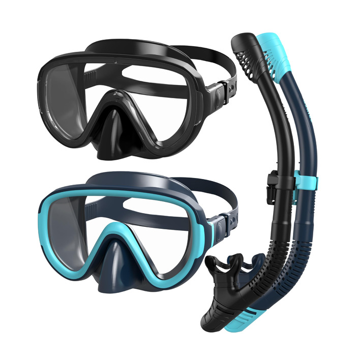 Набір для підводного плавання G2RISE для дорослих, маска для дайвінгу для дорослих, зручна маска для підводного плавання з трубкою, лінзами із загартованого скла та покращеною регульованою пряжкою для підводного плавання, дайвінгу, плавання, чорний темно-