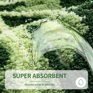 Зелений килимок для ванни, килимок для душу, килимок для ванної кімнати з листям монстери, килимок для підлоги у формі тропічної рослини, нековзний килимок для туалету, що миється, килимок для туалету 50 x 80 см