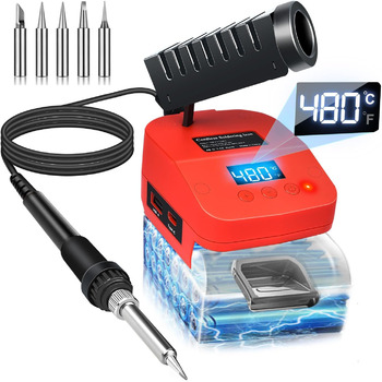 Акумуляторний паяльник для батареї Milwaukee M18 18V, швидке нагрівання, електрична цифрова LCD паяльна станція з USB і Type-C пор