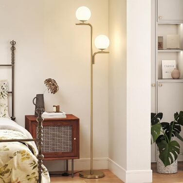 Стільний LED-торшер HOMCOM зі скляними плафонами-кулями, 3 режими кольорової температури, золотий, для офісу та дому