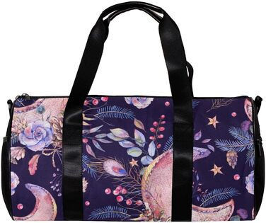 Спортивна сумка, маленька дорожня сумка, сумка для шопінгу та йоги, вінтажний дизайн з місяцем, трояндами та квітами, сумка для фітнесу на відкритому повітрі, ручна поклажа