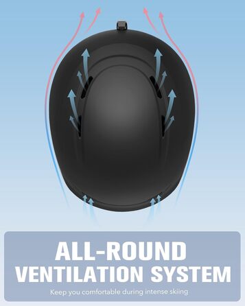 Лижний шолом Findway для чоловіків та жінок, унісекс шолом для зимових видів спорту для катання на лижах/сноуборді з системою вентиляції, шолом для сноуборду для дорослих та дітей M (54,5-58,5 см) A1-чорний