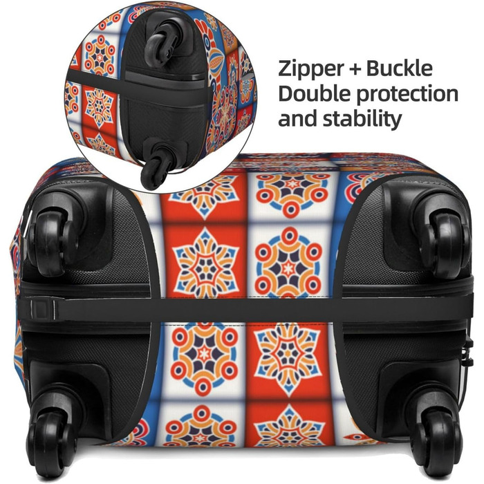 Чохол для валізи Ретро Квіти - еластичний захист від подряпин та пилу, чорний, розмір 85 см