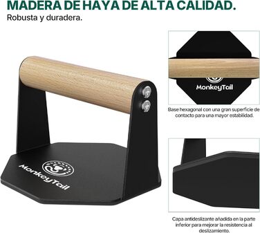 Ручки для віджимань MonkeyTail Обладнання для домашнього спортзалу для віджимань та тренування мязів рук Ручка з пінопласту (чорна) Виготовлена з заліза дерева