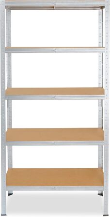 Міцний домашній стелаж, оцинкований/металевий стелаж з 5 полицями/металевий стелаж для підвалу, гаражний стелаж, стелаж для майстерні або стелаж для зберігання/змішаний металевий стелаж з вантажопідйомністю 175 кг В 200см / Ш 80см / Г 30см, 200x80x30