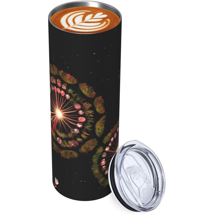 Кухоль з прямою трубочкою, 590 мл, дизайн зірки з кульбаб, друкований, дорожній кухоль, підходить для кемпінгу, офісу та дому