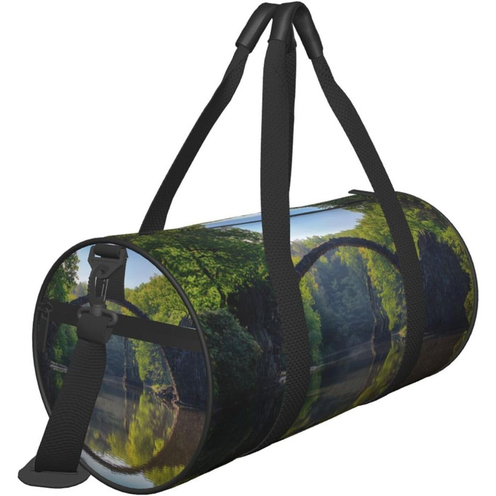 Спортивна сумка, дорожня сумка, дуга, міст, принт, сумка на нічліг, чорна, універсальний розмір, сумка для подорожей