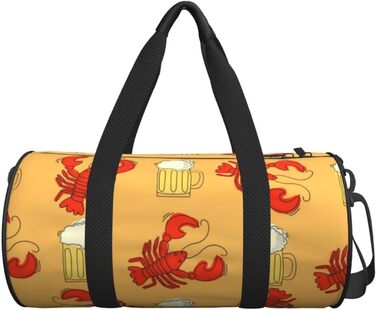 Дорожня сумка-циліндр з принтом пива та лобстерів, спортивна сумка для чоловіків та жінок, сумка-мішок, спортивна сумка