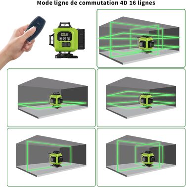 Поперечний лазерний лазер зі штативом, Toovio 4x360 Багатофункціональний зелений 16-лінійний лазерний рівень, що самовирівнюється 2x3000mAh акумулятор 30-120 см штатив TYP-C Оригінальна поворотна основа Майте на меті