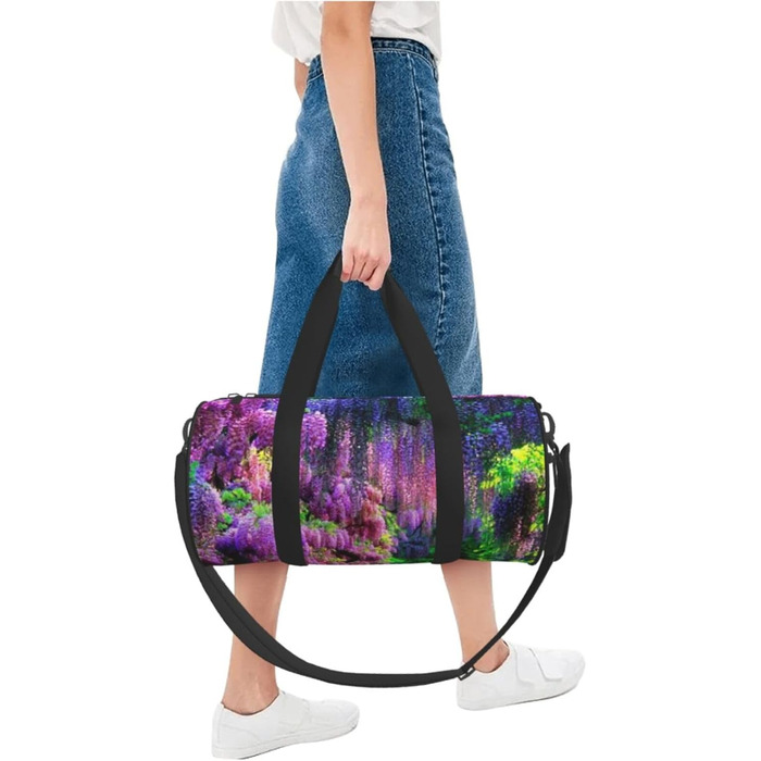 Спортивна сумка, дорожня сумка, стильний принт, сумка для подорожей та на ніч, чорна, універсальний розмір