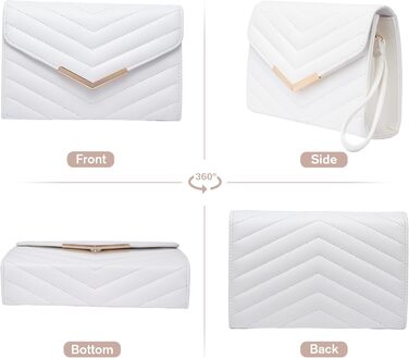 Веганська шкіряна сумочка-клатч з ручкою на зап'ястя та ланцюжком, елегантна стьобана сумочка-конверт для вечірок, модна сумка через плече для весілля, святкування, побачень, банкетів, 23x16x6 см