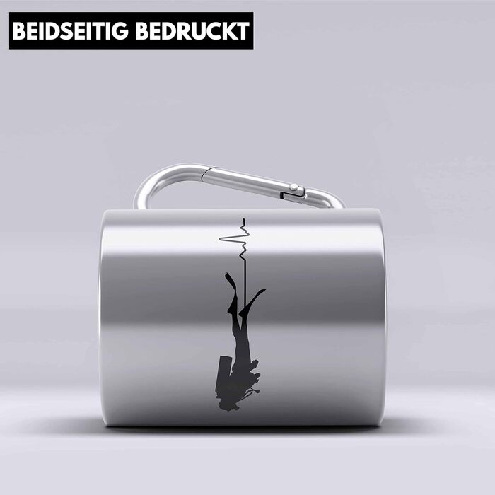 Тренд - Кружка для дайвінгу з нержавіючої сталі з карабіном, подарунковий карабін, кружка з нержавіючої сталі, ідея подарунка з нержавіючої сталі для чоловіків, графічна еволюція дайвінгу, інструктор з дайвінгу, кухоль для дайвінгу (срібна)