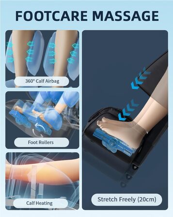 Масажне крісло для всього тіла з функцією Zero Gravity Body Scan 4D Intelligent Shiatsu Massage, підігрівом спини/ніг з голосовим керуванням AI, Bluetooth-колонкою, SL Track Massage, чорний 1 Casual