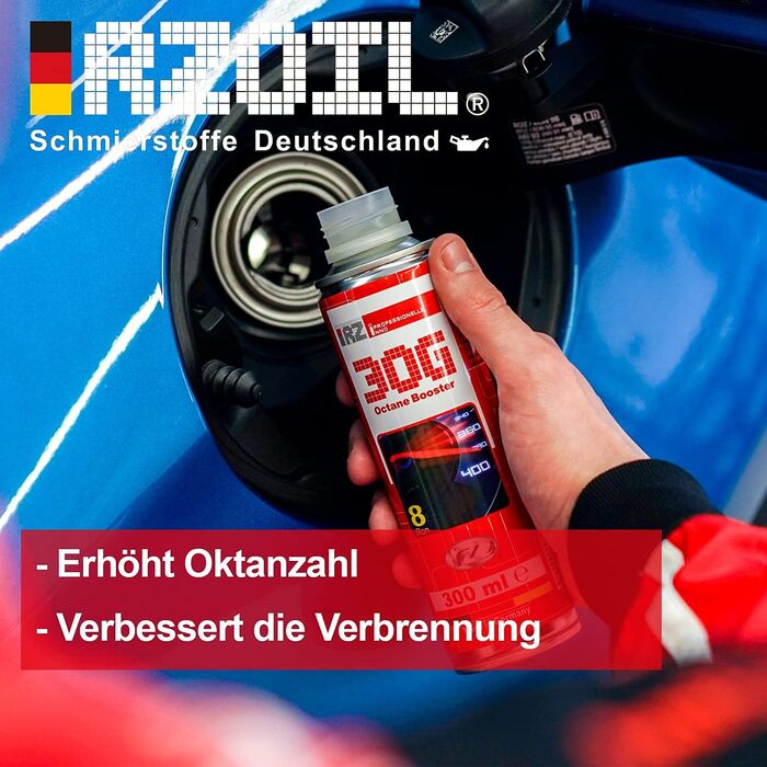 Кратний підсилювач октанового числа RZ30G Підсилювач октанового числа Присадка до бензину Захист клапана Догляд за двигуном TV-Geprft Банка 300 мл, 3-